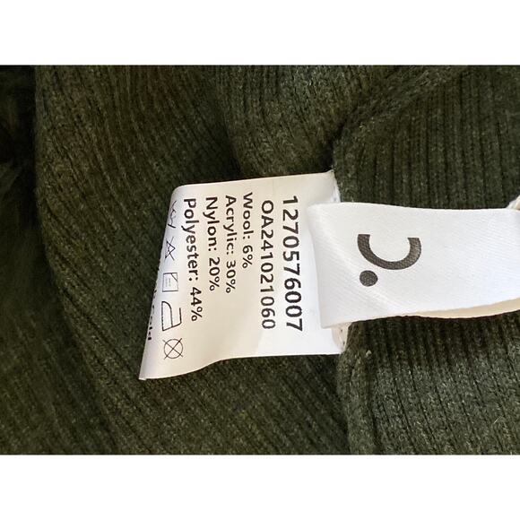 NEW Commense Green Rib Knit Faux Fur Open Front Long Sleeve Cardigan Sweater M - Picture 4 of 5